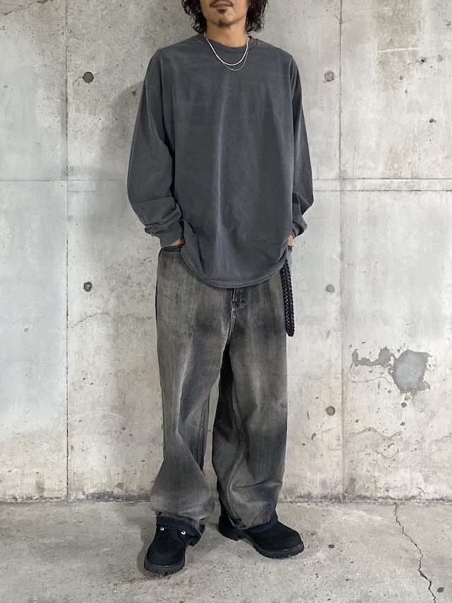 ANCELLM/アンセルム EMBROIDERY DYED LS T-SHIRT BLACK 24AW 通販 