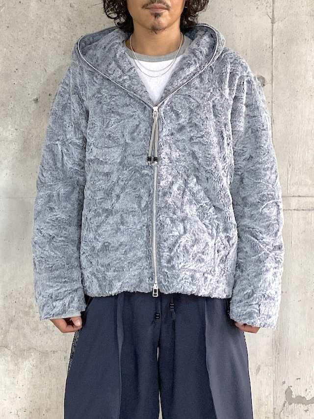 NVRFRGT FAUX SHEARLING FULL ZIP UP HOODIE GREY 通販商品ページ 
