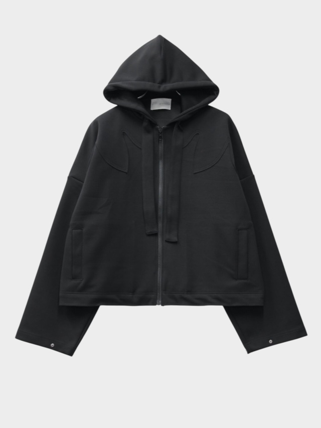 arenotis WESTERN CUT DOUBLE KNIT SHORT HOODIE BLACK 2026SS