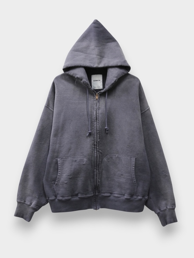 BOWWOW WEATHERED ZIP HOODIE EGGPLANT 2026AW