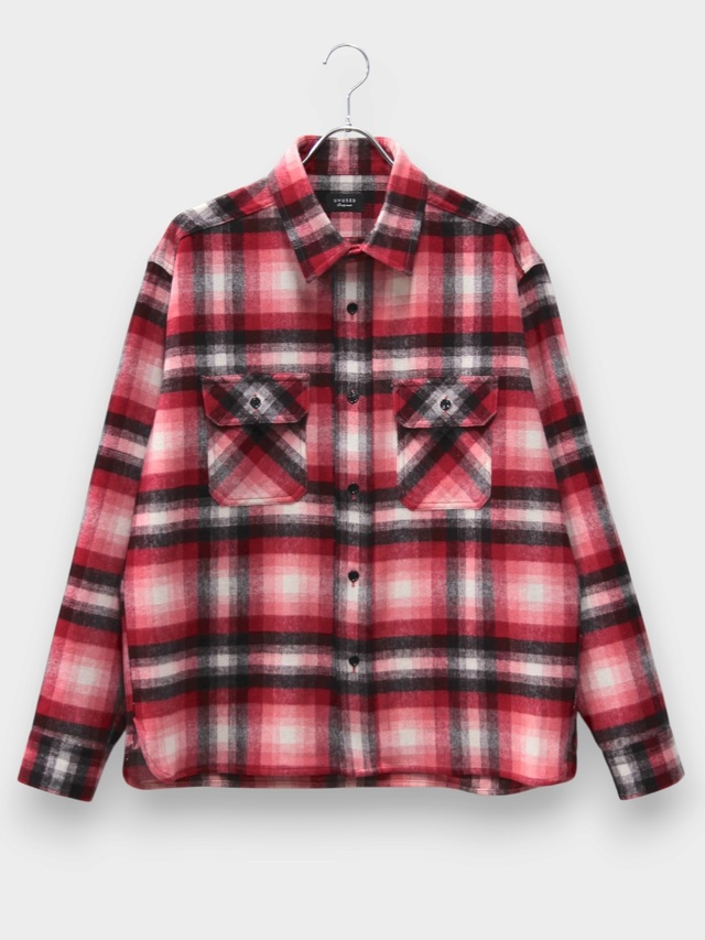 UNUSED LONG SLEEVE WOOL CHECK SHIRT RED CHECK (ALBANO MORGADO) 2026AW