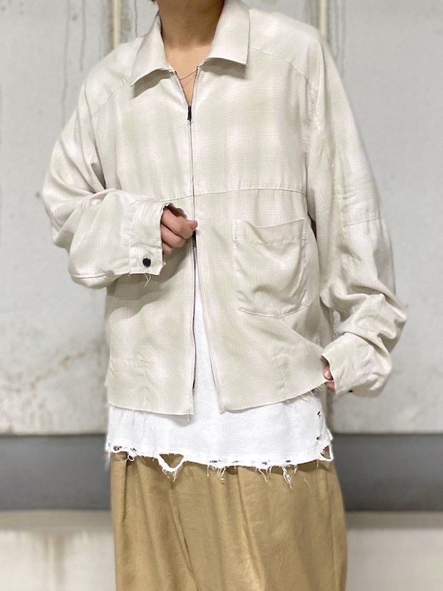 ANCELLM OMBRECHECK SHORT ZIPUP SHIRT PINK 通販ページ octavia