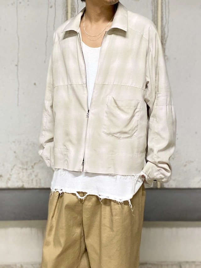 ANCELLM OMBRECHECK SHORT ZIPUP SHIRT PINK 通販ページ octavia