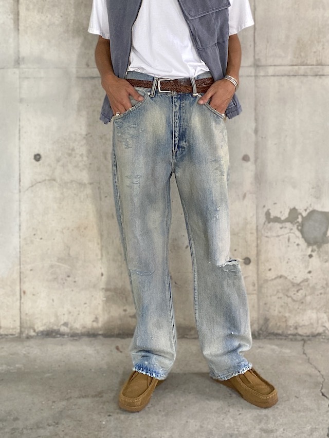 ANCELLM/アンセルム P/DAMAGE DENIM STRAIGHT 5P PANTS INDIGO 公式 