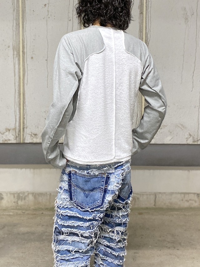 NVRFRGT 通販 TERRY PANELLED RAGLAN SLEEVE T-SHIRT WHITE/HEATHER 