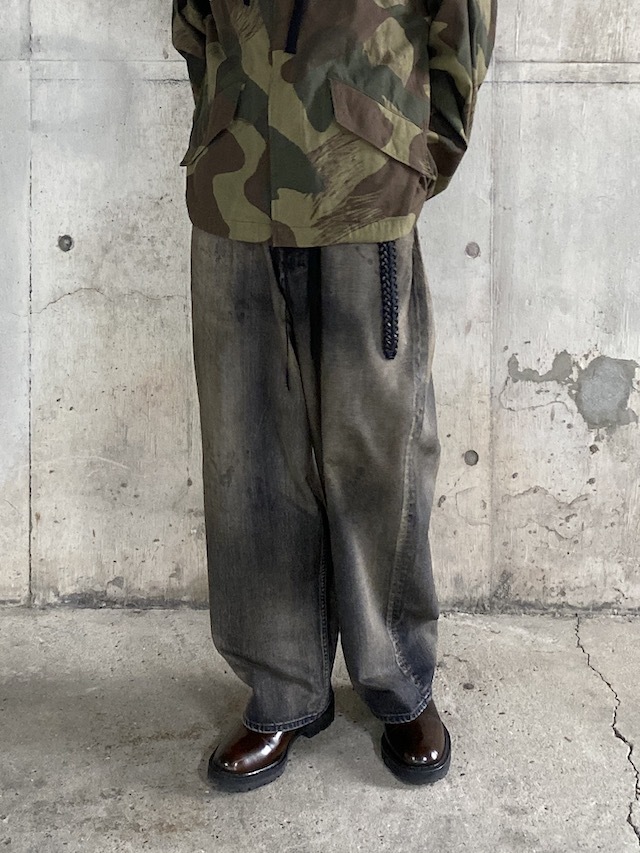 ANCELLM AGING WIDE DENIM 5P PANTS(BLACK)