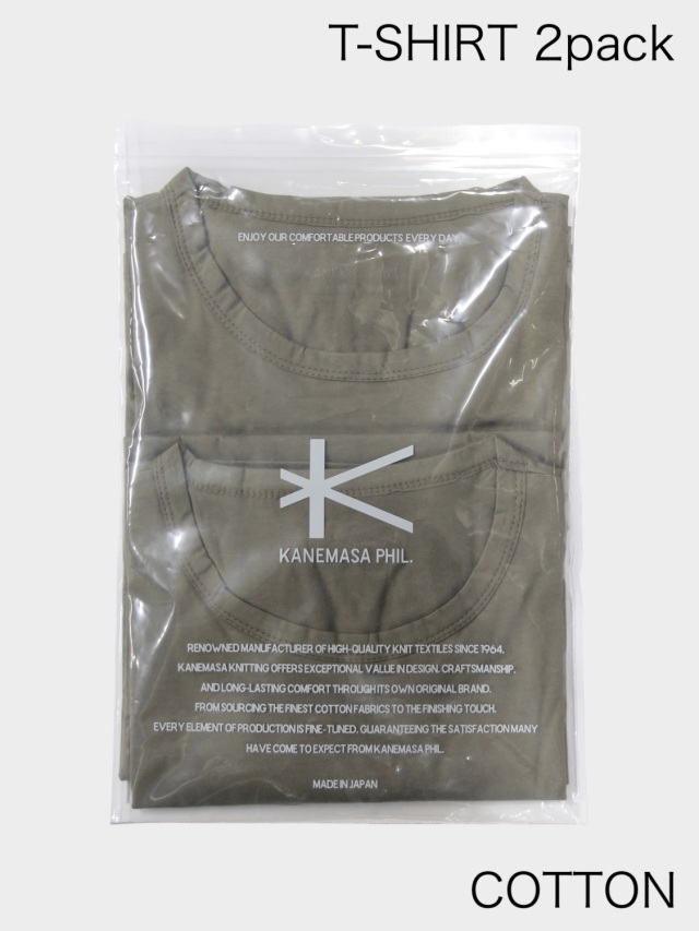 KANEMASA PHIL. 46G COTTON THIN PACK TEE KHAKI 2枚組