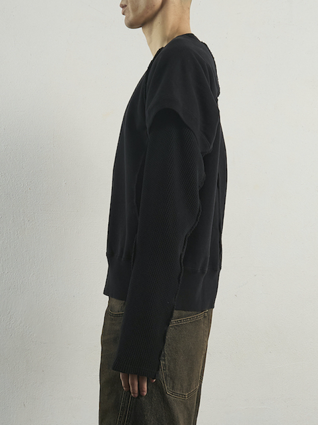 NVRFRGT PANELLED DOUBLE LAYER CREW NECK SWEATSHIRT BLACK 商品 