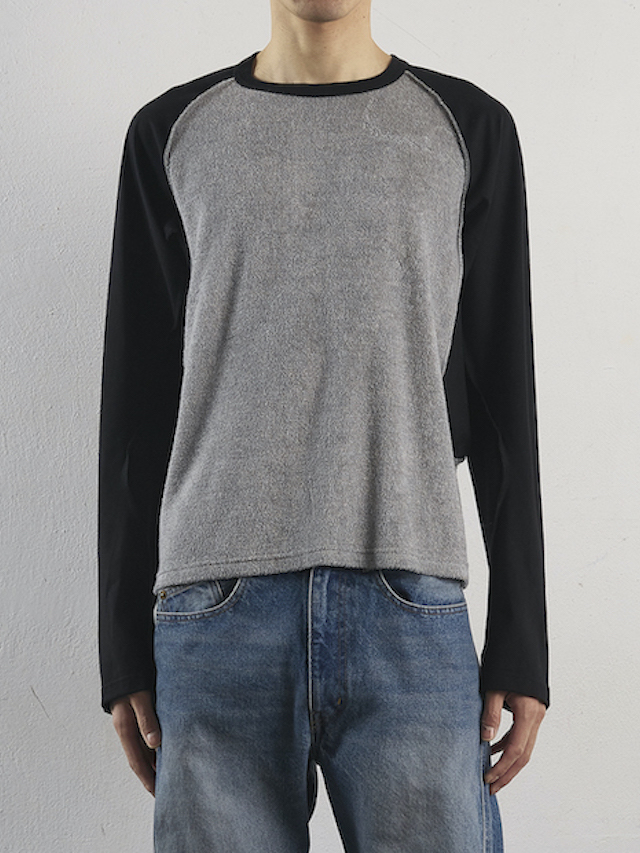 NVRFRGT 通販 TERRY PANELLED RAGLAN SLEEVE T-SHIRT HEATHER GREY 