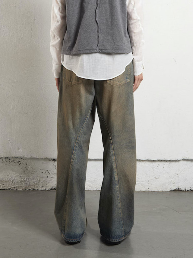 NVRFRGT 3D TWISTED WIDE LEG JEANS MAD FADED INDIGO 通販 商品