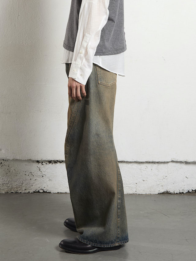 nvrfrgt ワイドデニムMUD FADED INDIGO