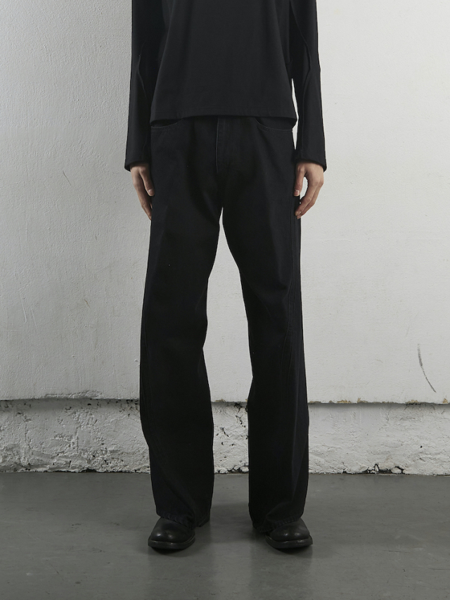 NVRFRGT 3D TWISTED WIDE LEG JEANS FADED BLACK 2025AW