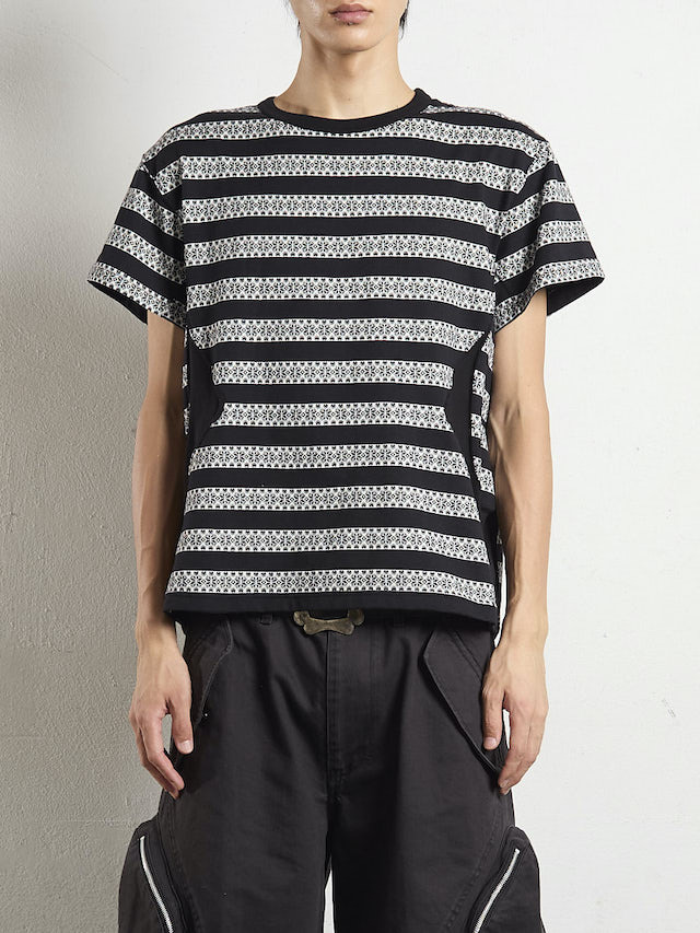 NVRFRGT NORDIC PATTERN JACQUARD T-SHIRT BLACK 通販 商品