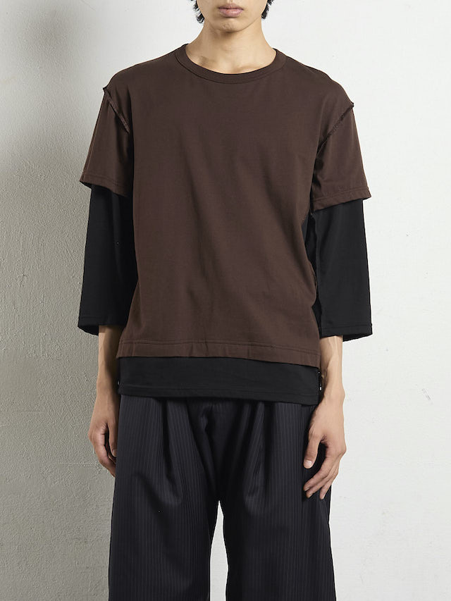 NVRFRGT DOUBLE LAYERED 3／4 SLEEVE T-SHIRT BROWN 通販 商品ページ