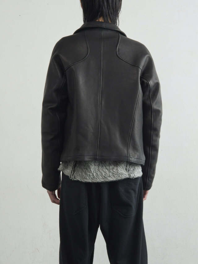 NVRFRGT LEATHER PANELED ZIP UP JACKET BLACK 通販 商品ページ
