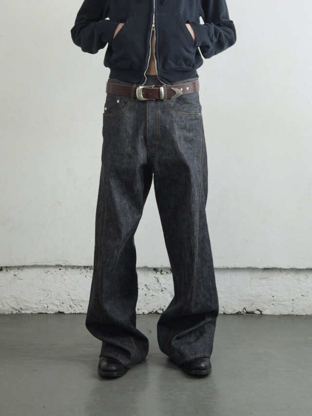 NVRFRGT 3D TWISTED WIDE LEG JEANS RAW INDIGO 2025AW
