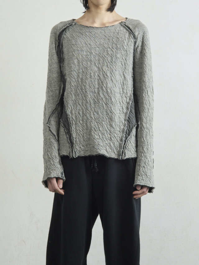 JUST T TWIN 黒/グレー NVRFRGT PANELED LONG SLEEVE T-SHIRT LIGHT GREY 通販 商品