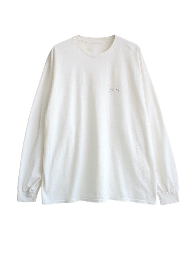 相*坂様 ANCELLM EMBROIDERY DYED LS T-SHIRT ANCELLM - EMBROIDERY DYED LS T-SHIRT（刺繍） | BLACK