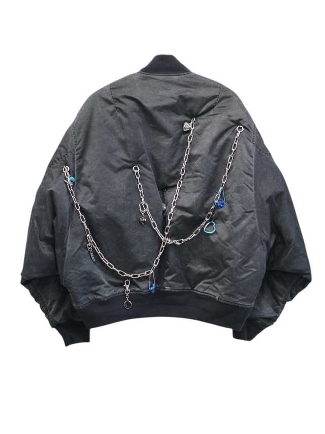 doublet KEY CHAIN DECORATED BOMBER JACKET GREY 通販商品