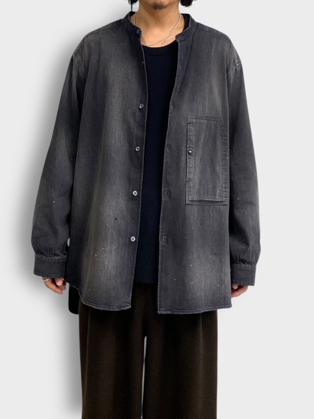 ANCELLM DENIM BAND COLLAR SHIRT BLACK 2026SS 通販ページ octavia