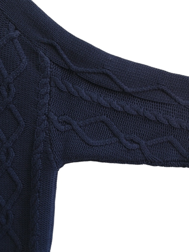 ANCELLM EMBROIDERY CABLE STITCH KNIT NAVY 2025AW 通販ページ