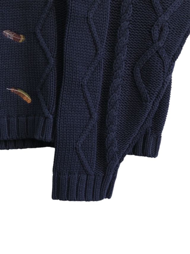 ANCELLM EMBROIDERY CABLE STITCH KNIT NAVY 2025AW 通販ページ