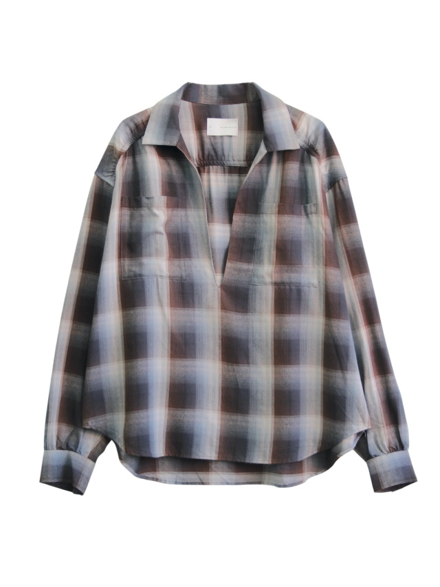 arenotis Rayon Ombre Gathered Skipper Shirt BROWN 2025AW