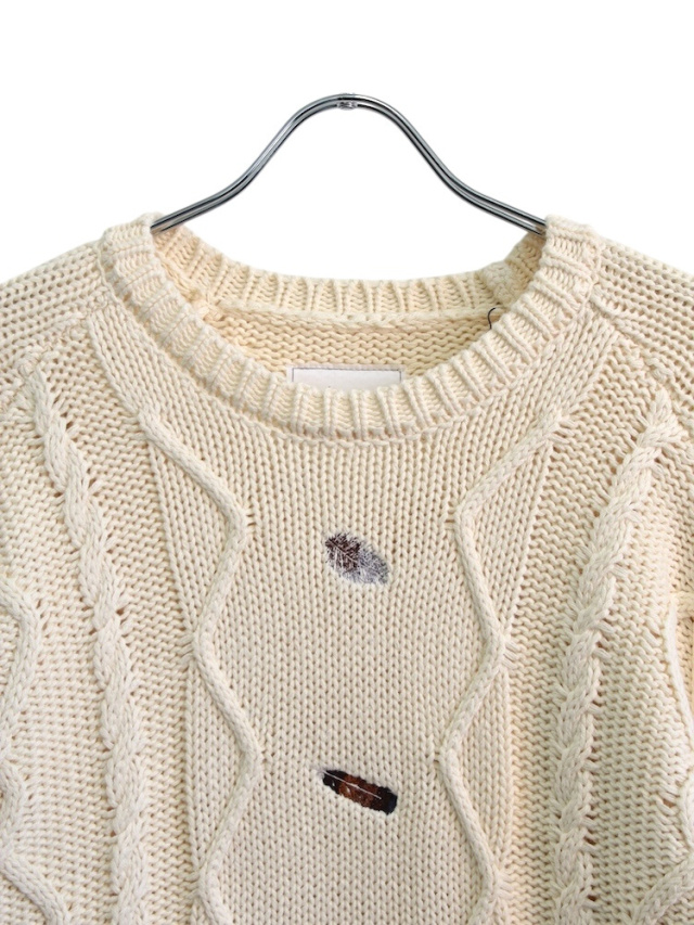 ANCELLM EMBROIDERY CABLE STITCH KNIT OFF WHITE 2025AW 通販ページ