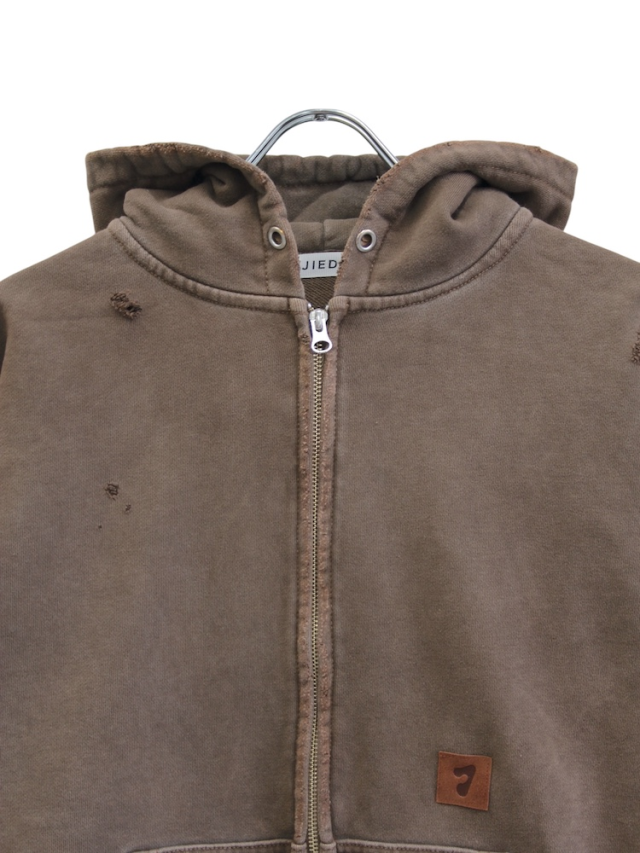 JIEDA DAMAGE PATCH ZIP HOODIE BROWN 通販 商品ページ octavia