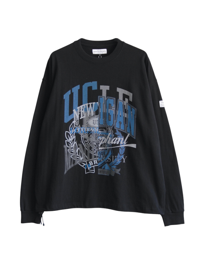 elephant TRIBAL fabrics Graphic Fat Long T-SH BLACK