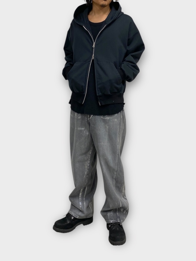 koashopさん♡ KANEMASA PHIL. 36G FINE SWEAT ZIP HOODIE BLACK DYE 2026SS 通販