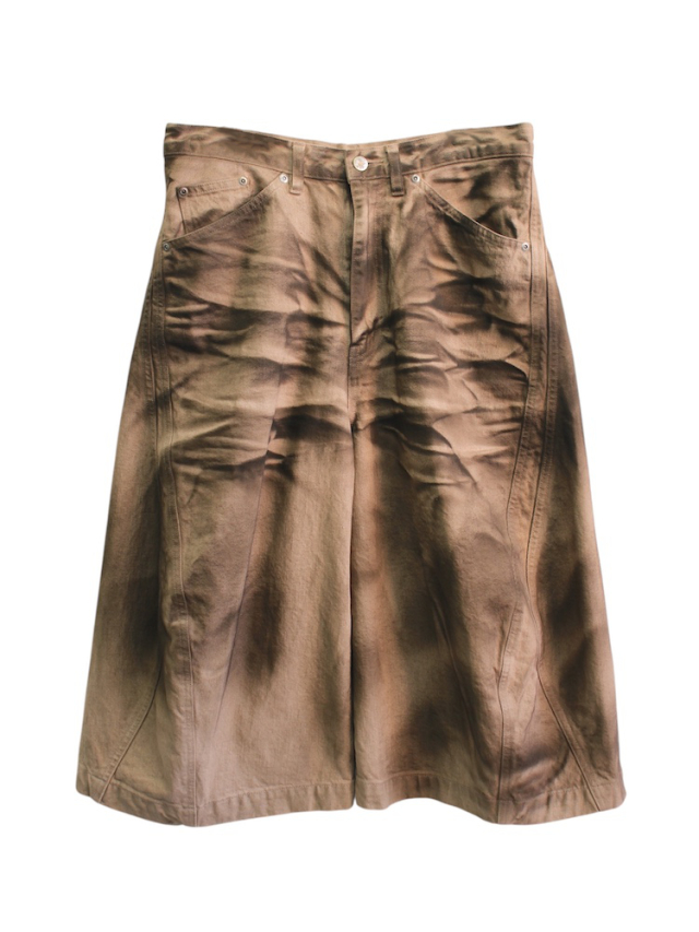 NVRFRGT 3D TWISTED JORTS CRAZY DIRTY WASHED TAN 25SS