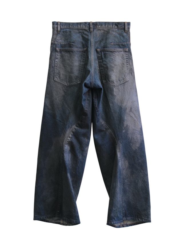 NVRFRGT 3D TWISTED WIDE LEG JEANS LUSTER COATED DARK INDIGO