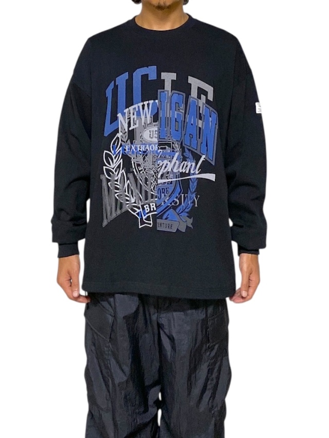 elephant TRIBAL fabrics Graphic Fat Long T-SH BLACK 通販 商品