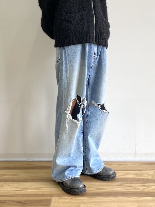 くすみ水色 JIEDA DAMAGE WIDE STRAIGHT DENIM | experiencemidia.com.br