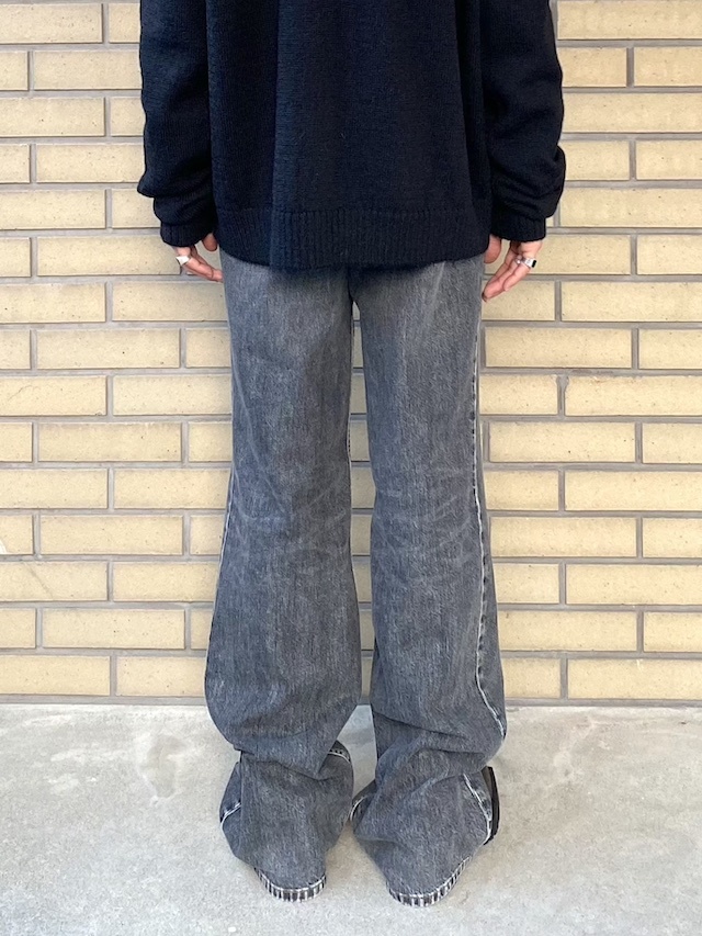 JOHNLAWRENCESULLIVAN 定番 WASHED DENIM WIDE PANTS BLACK 公式通販 