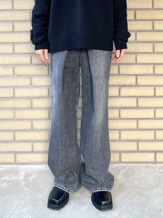 JOHNLAWRENCESULLIVAN 定番 WASHED DENIM WIDE PANTS BLACK 公式通販 