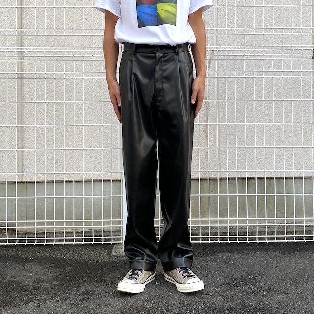 受注生産品 JieDa 2TUCK FAKE LETHER TAPERED PANTS