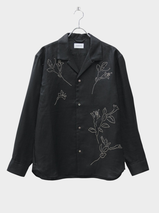 TANAKA THE SHIRT BLACK/LINEN (EMBROIDERY) 2026SS
