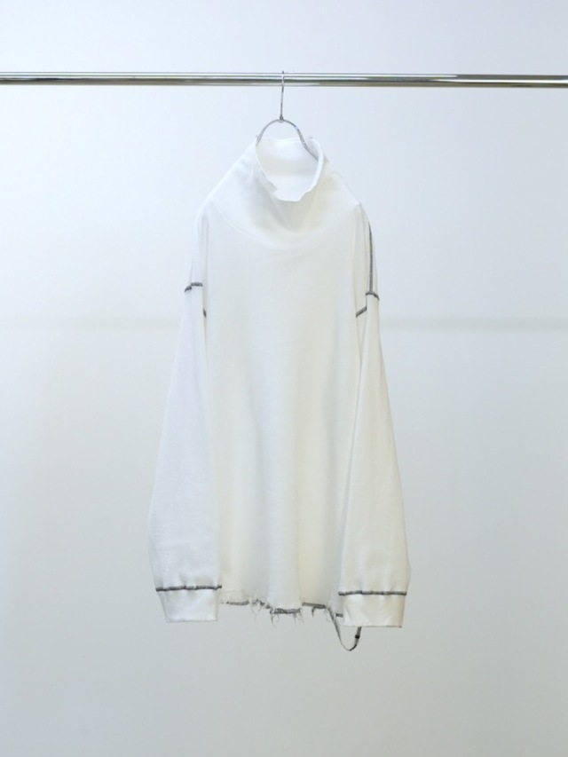 ANCELLM DAMAGE WAFFLE HI-NECK LS T-SHIRT WHITE 2025AW 通販