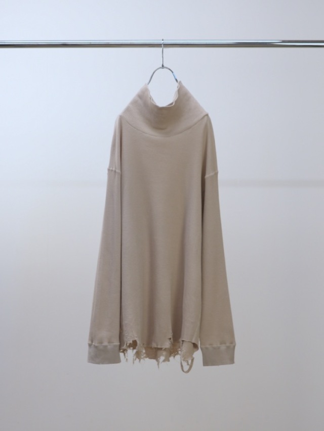 トップス ancellm DAMAGE WAFFLE HI-NECK LS T-SHIRT ANCELLM - DAMAGE WAFFLE CREW HI-NECK LS T-SHIRT/WHITE | NapsNote