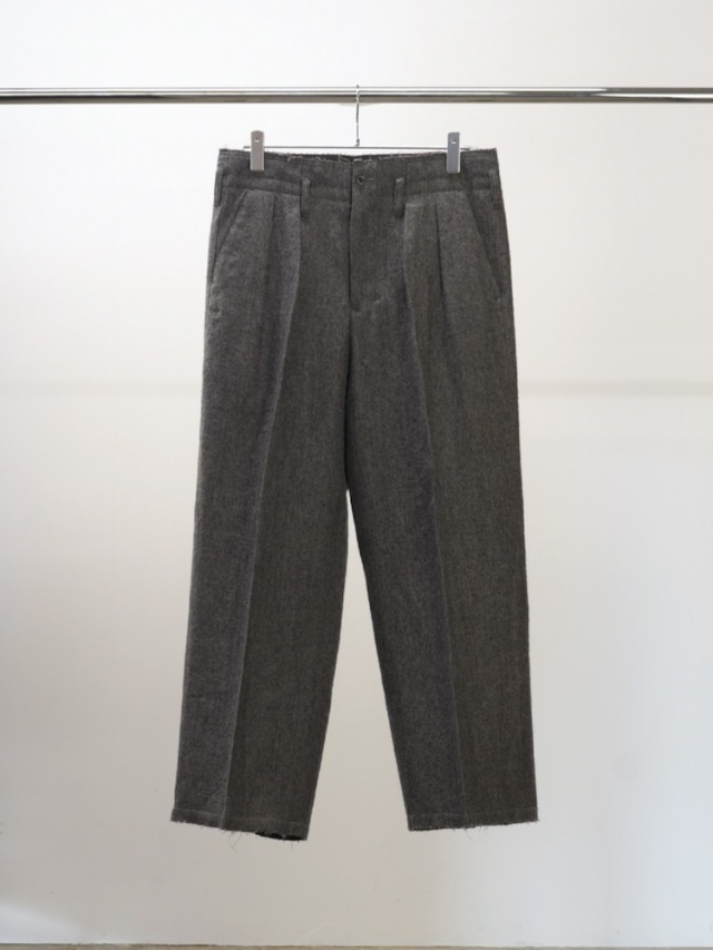 ANCELLM SHRINK WOOL WIDE SLACKS GRAY 2025AW