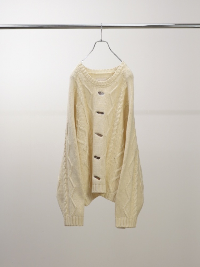 ANCELLM EMBROIDERY CABLE STITCH KNIT OFF WHITE 2025AW