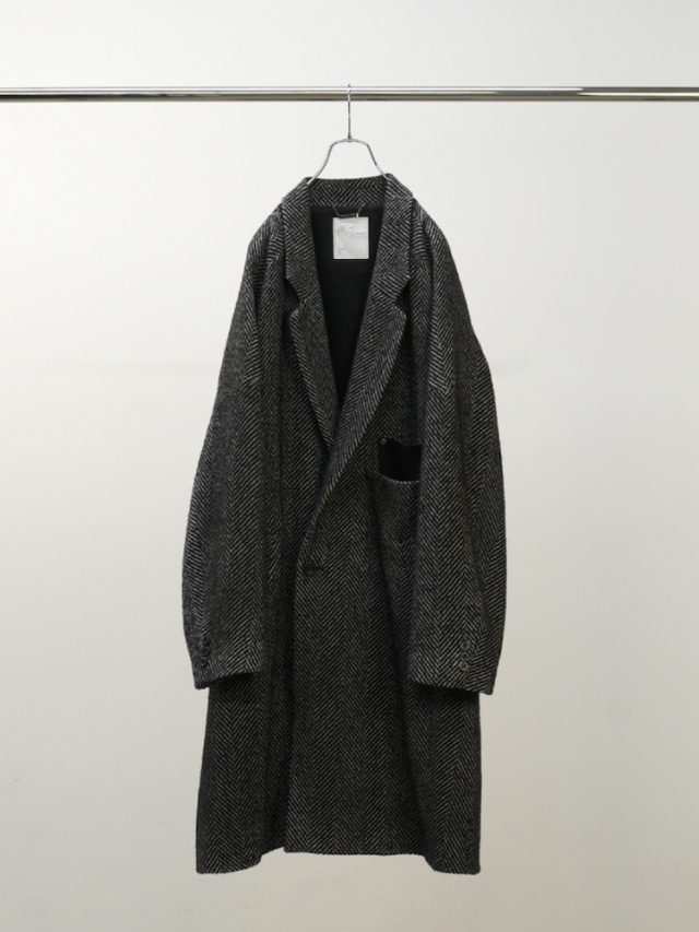 ANCELLM SEMI-DOUBLE CHESTER COAT WHITE/BLACK 2025AW