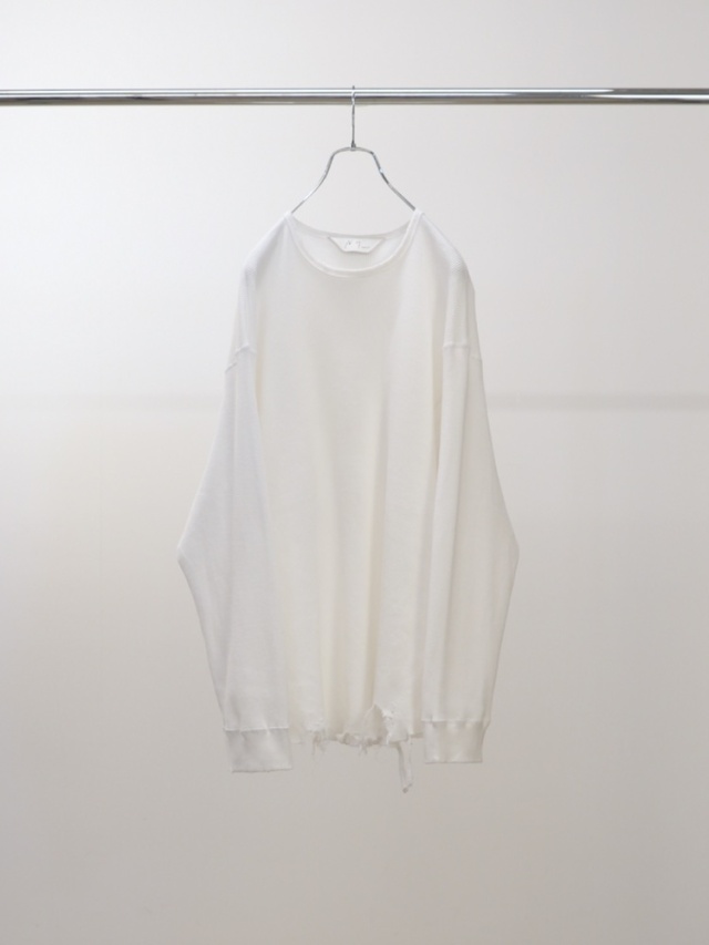 ANCELLM DAMAGE WAFFLE CREW LS T-SHIRT WHITE 2025AW