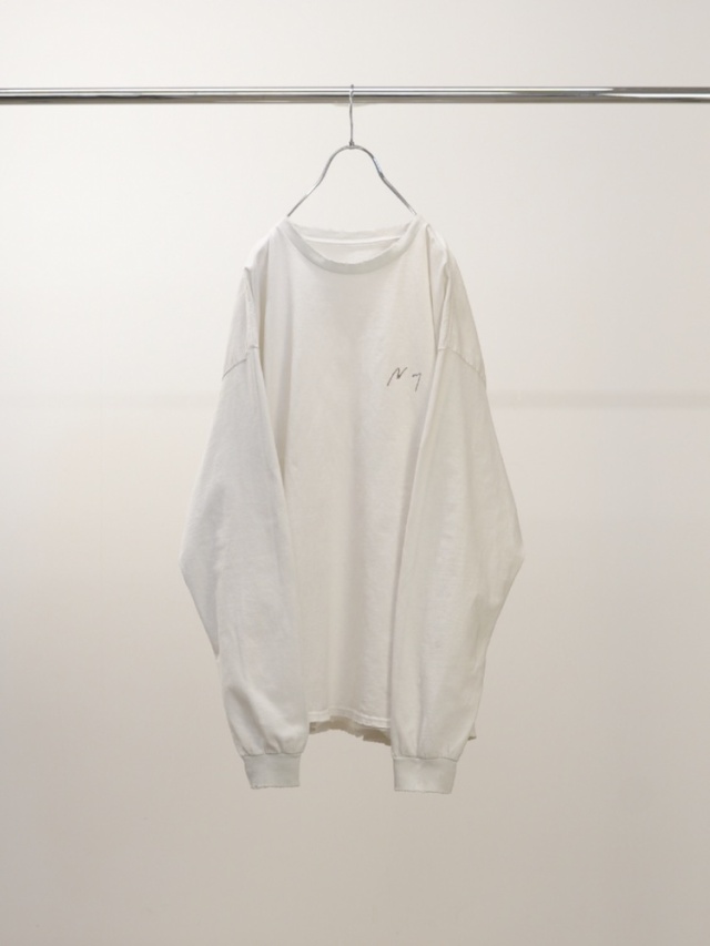 ANCELLM EMBROIDERY DYED LS T-SHIRT WHITE 2025AW
