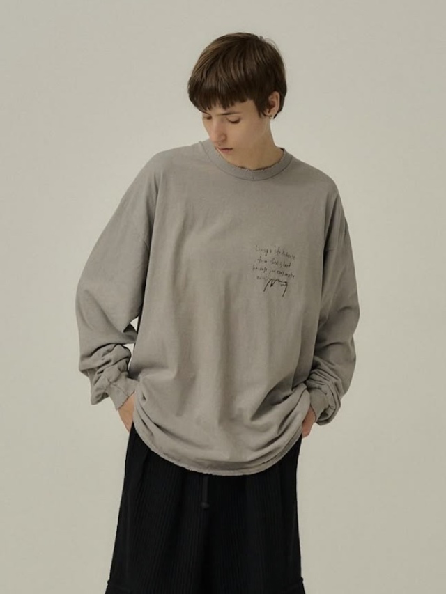ANCELLM MESSAGE LS T-SHIRT GRAY 2025AW