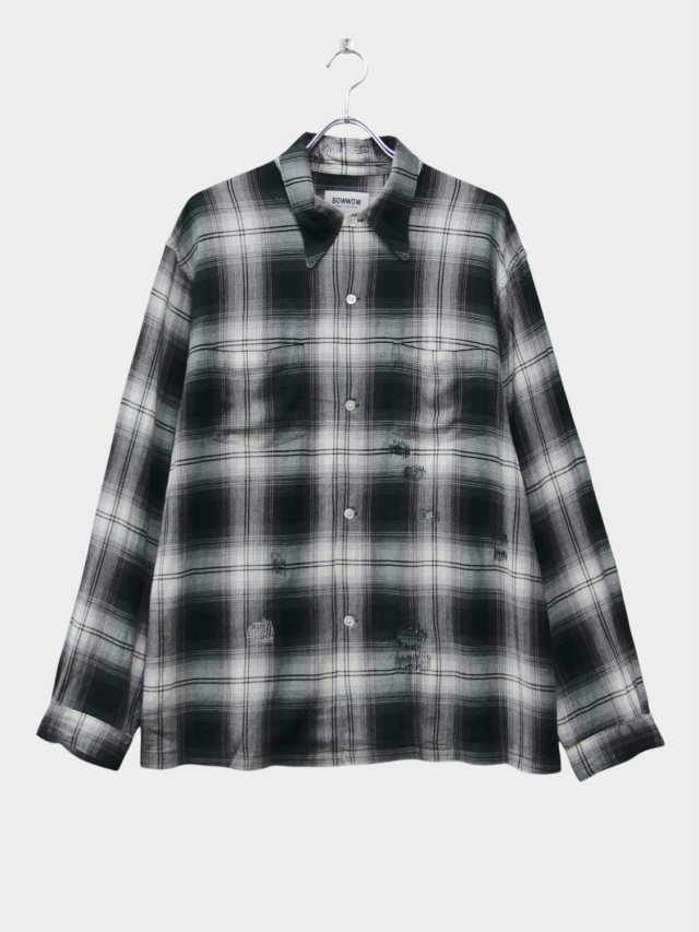 BOWWOW REMADE RAYON PLAID SHIRT AGED D.GREEN/WHITE 2026SS