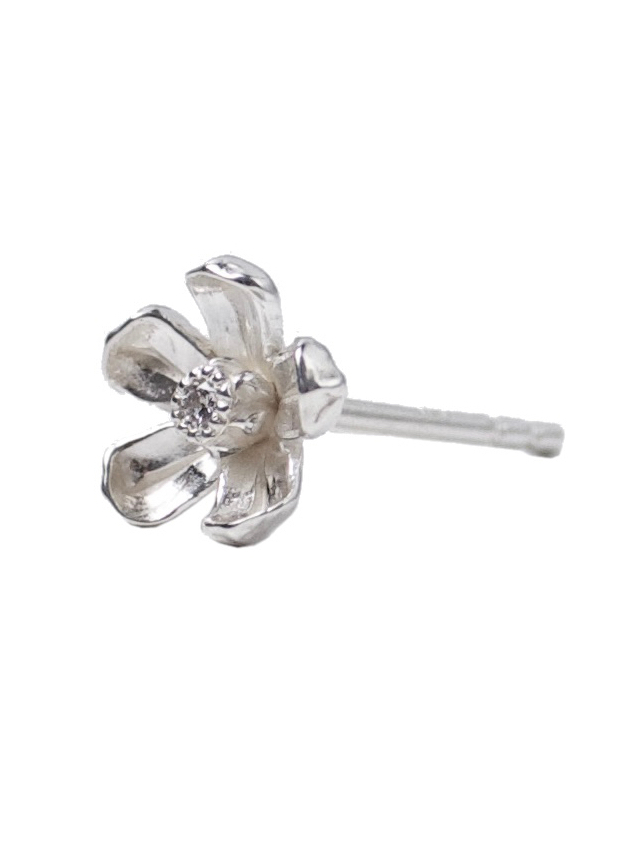 EPHEMERAL COCA BLOOM PIERCE (with DIAMOND) SILVER