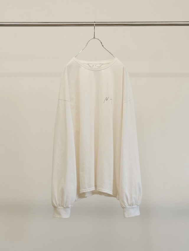 ANCELLM　EMBROIDERY DYED LS T-SHIRT　ロンT　白 ANCELLM EMBROIDERY DYED LS T-SHIRT [WHITE] - Fresh Service